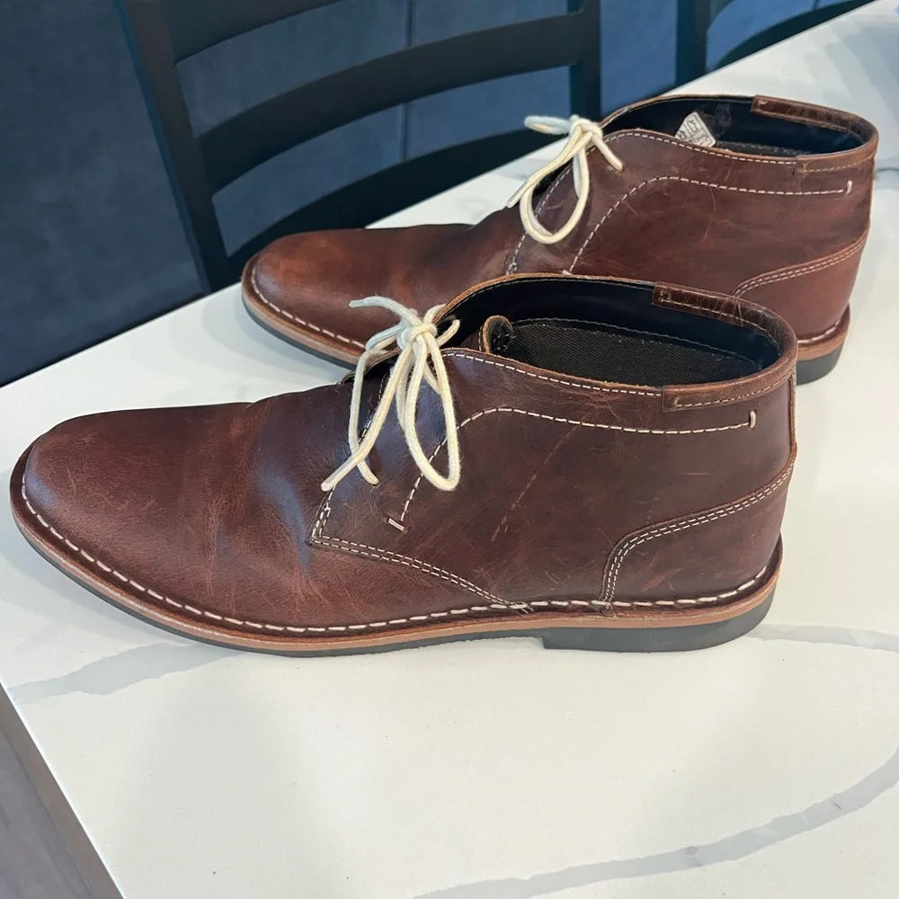Steve Madden P-Ivon Wood 982 BROWN‎ Leather Lace Up Chukka BOOTS size 10